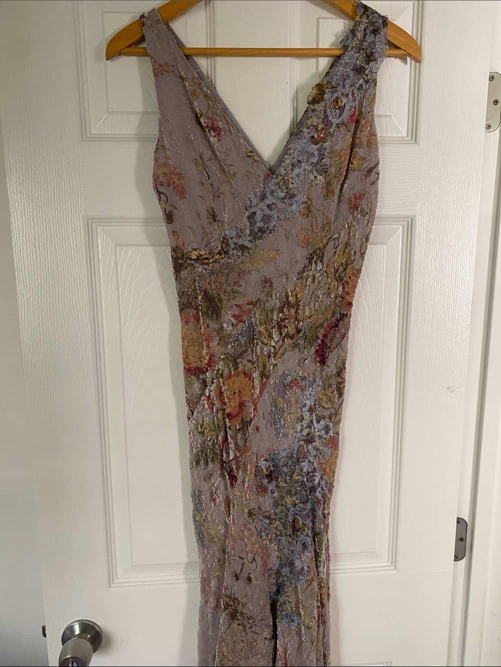 One-Shoulder Floral Evening Gown in Dusty Lavender